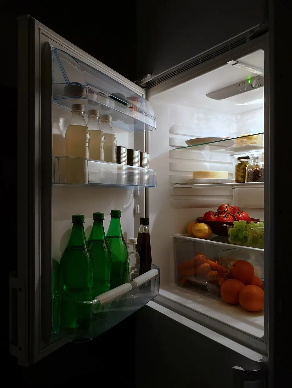Open refrigerator with food